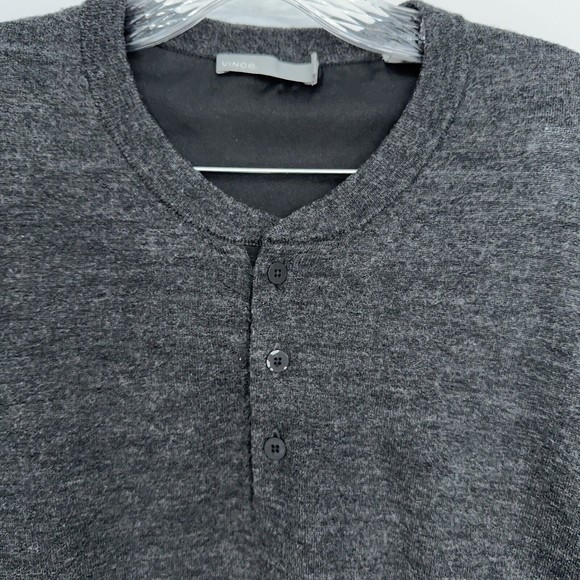 Vince Men's Dark Gray 100% Wool Long Sleeve Henley Shirt Light Pullover Top XL - Picture 2 of 9